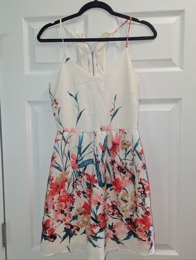 Pink Owl Floral Halter Fit And Flare Dress
